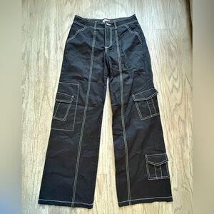 Women’s Black Cargo Pants with Contrast Stitching